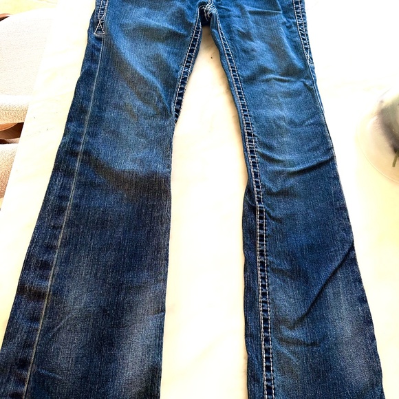 Trendy Cello Jeans flared blue with Rhinestone Embellishments, size 10 Medium - Picture 2 of 6